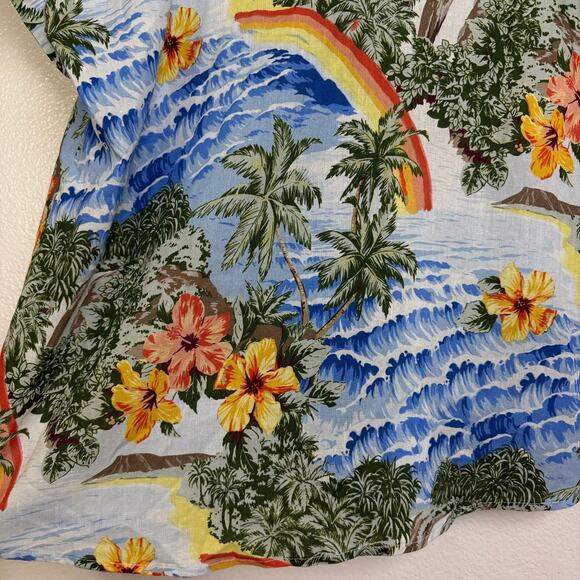 Marine Layer Hawaiian Shirt Womens Medium Malia Button Camp Rainbow Beach NWT - Picture 10 of 12
